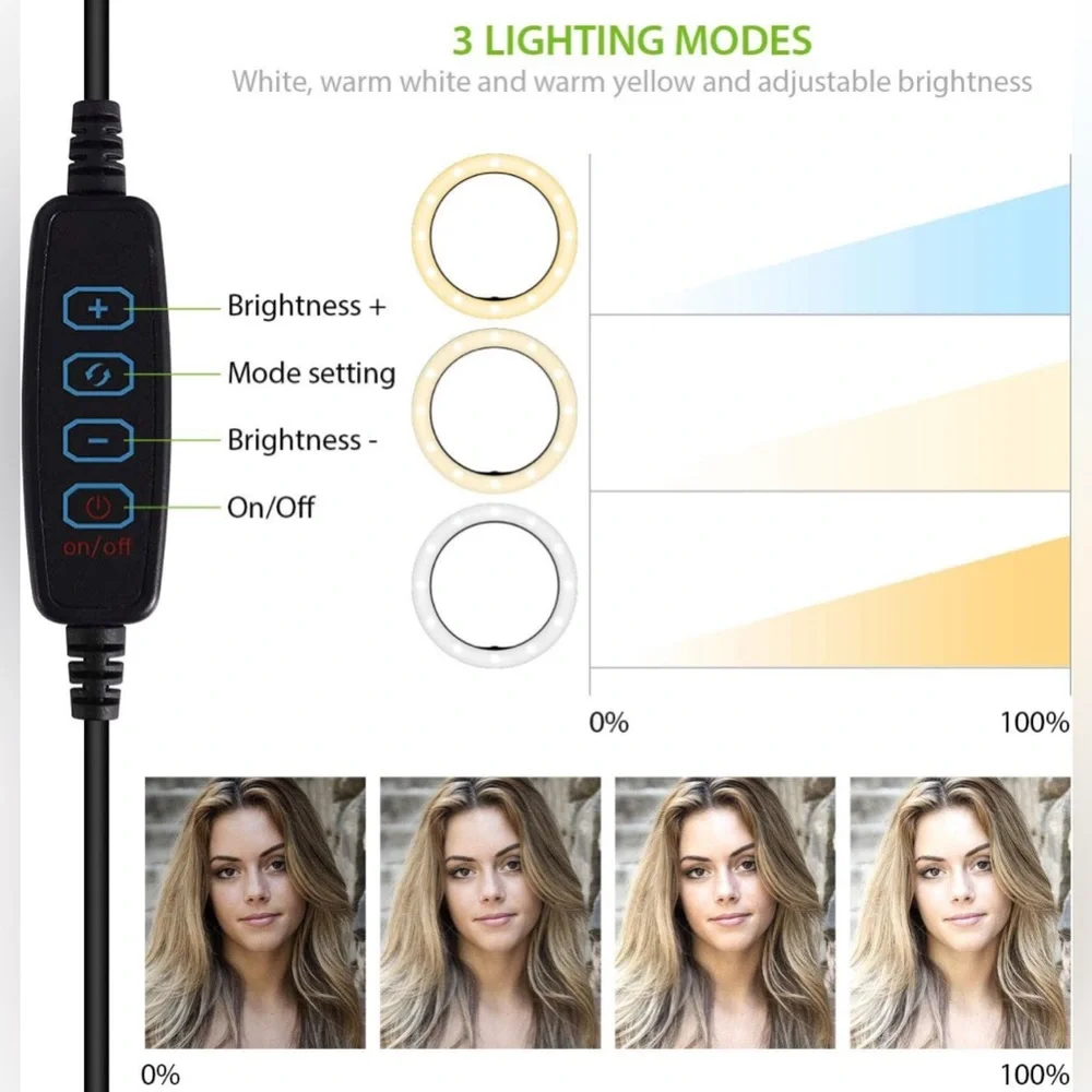 10” LED Tabletop Ring Light with Remote